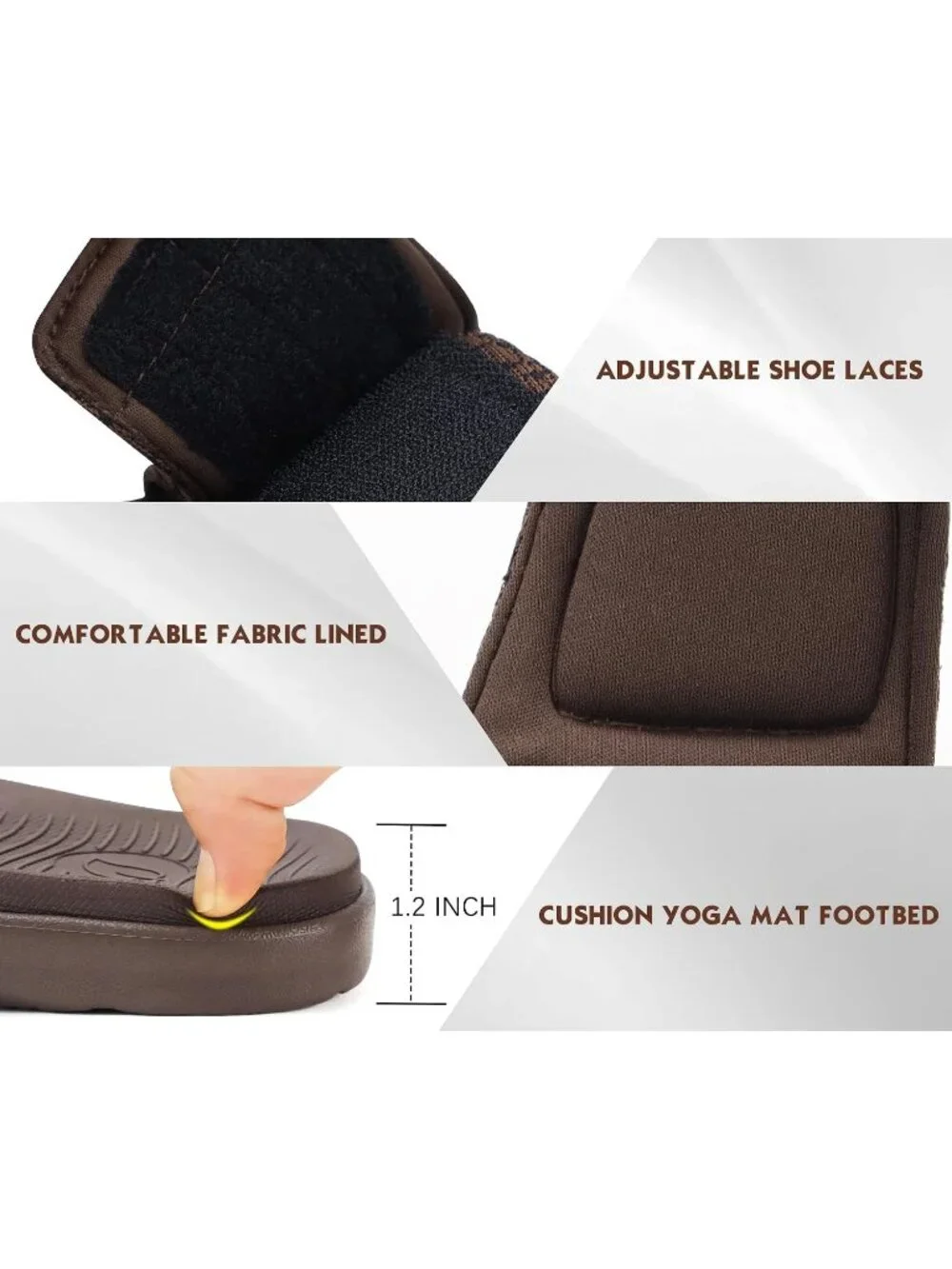 Men's Brown Arch Support Sport Slides Open Toe Adjustable Orthotic Sandal Shoes